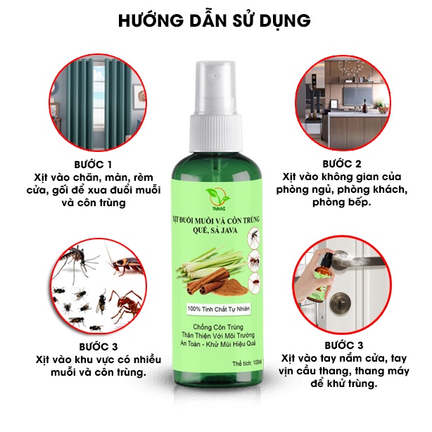 Ảnh Combo 3 Chai Xịt Đuổi Muỗi Và Côn Trùng TAMAS 50ml/300ml Hương Tinh Dầu Sả Java & Quế Giúp Khử Mùi Và Đuổi Muỗi Hiệu Quả 3