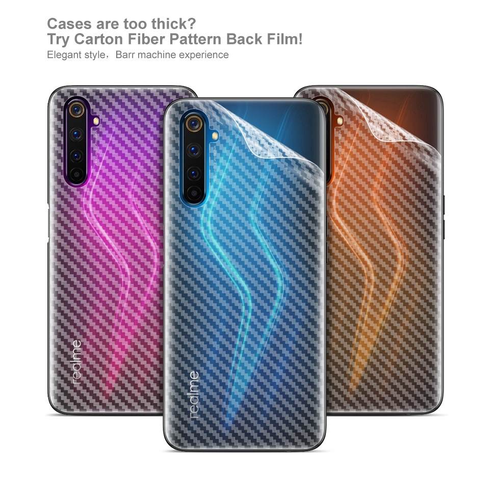 Oppo Realme 6 / Realme6 Pro Họa Tiết Sợi Carbon Mờ Mặt Sau Miếng Dán Phía Sau Phim Bảo Vệ Mềm Mờ