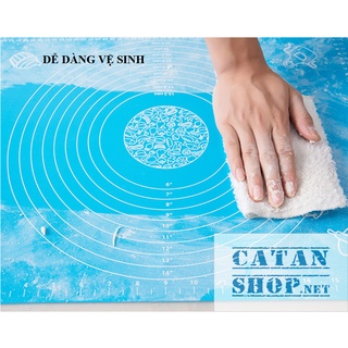 Combo 3 Món Làm Bánh Gồm Cây Lăn Bột, Thảm Cán Bột Silicone Làm Bánh Chống Dính, Chống Trơn Trượt