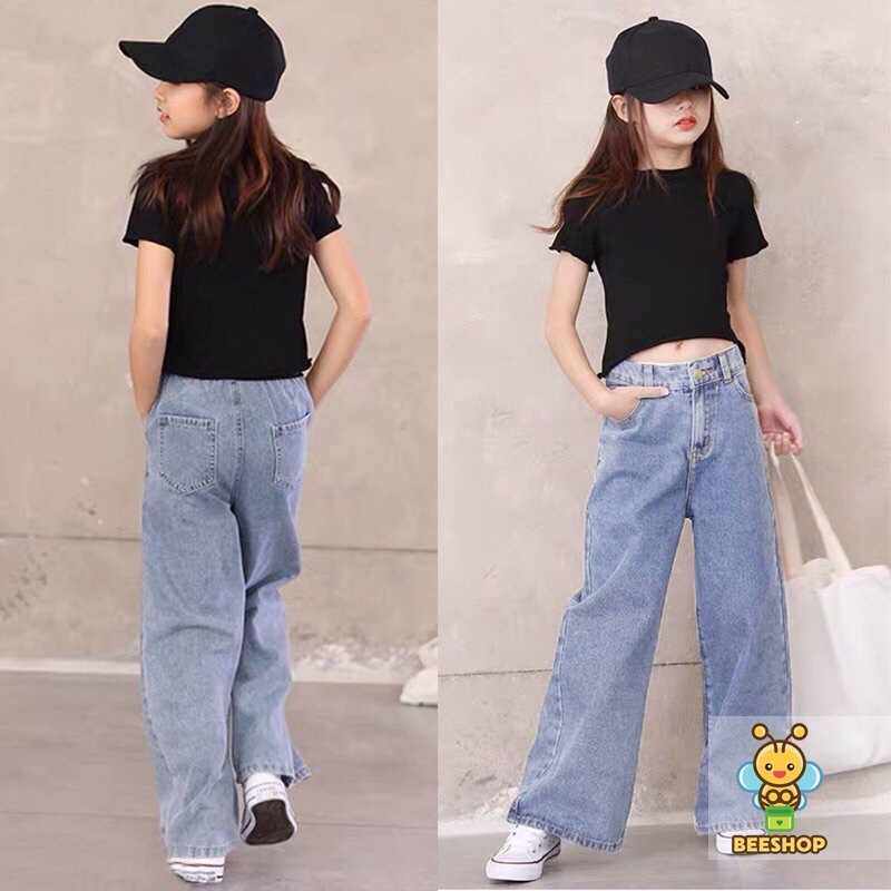 Quần jean bé gái size đại quần bò ống loe trẻ em BEESHOP H25026