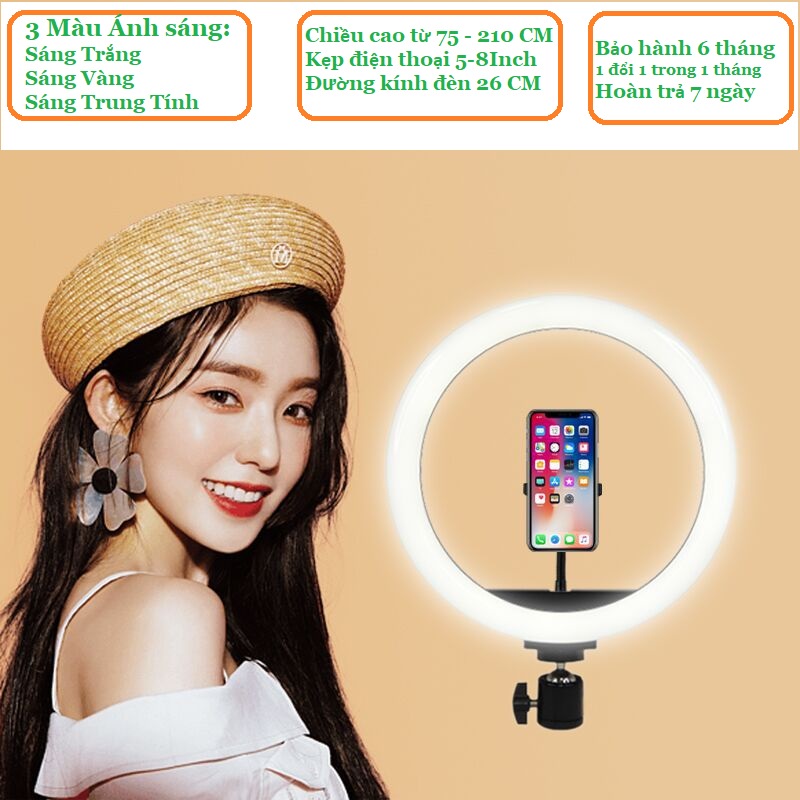 Đèn livestream size 26cm chuyên hỗ trợ ánh sáng, chụp ảnh, quay video, livestream, sắc nét