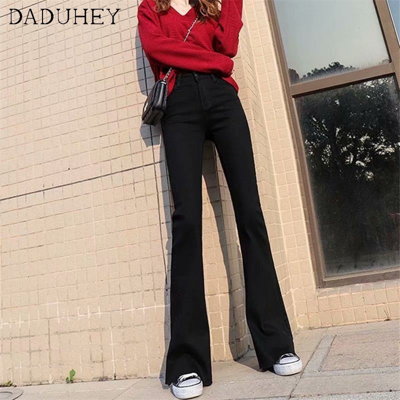 Ảnh Quần jeans lưng cao ống loe thời trang phong cách Hong Kong 2021 dành cho nữ 2