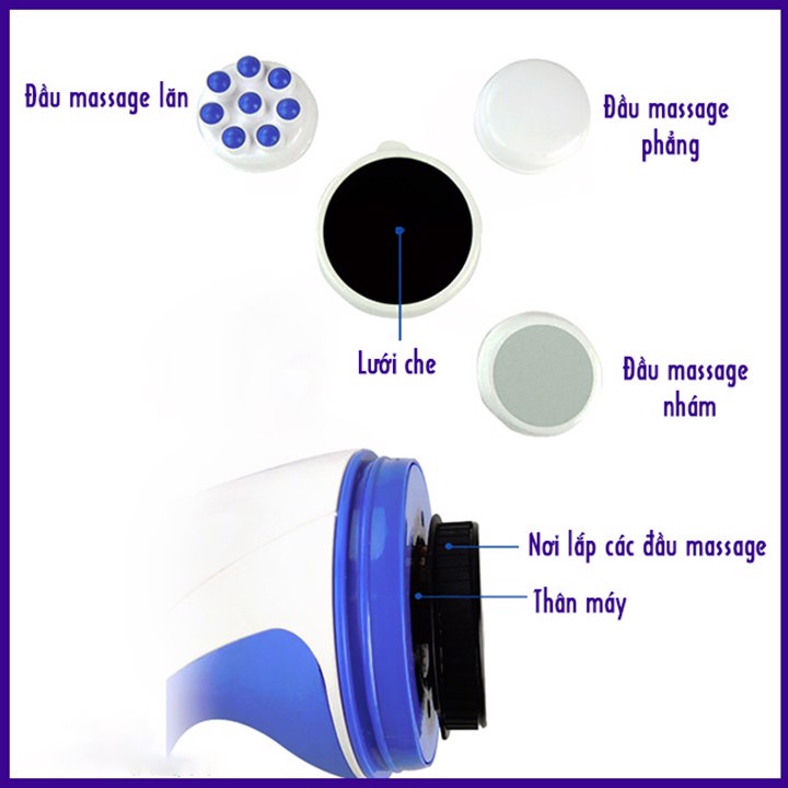 Máy Mát Xa Cầm Tay - Máy Massage Trị Liệu Đau Nhức Toàn Thân 5 Đầu Relax , Máy massage cổ vai gáy cho cảm giác thoải mái