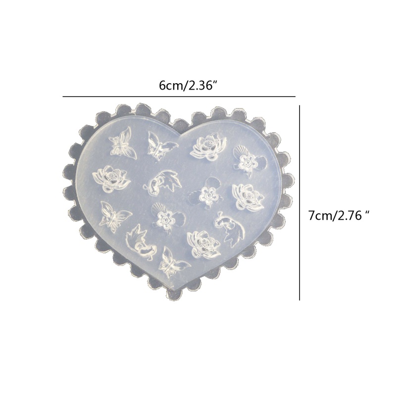 Richh Khuôn silicone Tạo Hình Trái Tim 3d Trang Trí Móng Nghệ Thuật diy