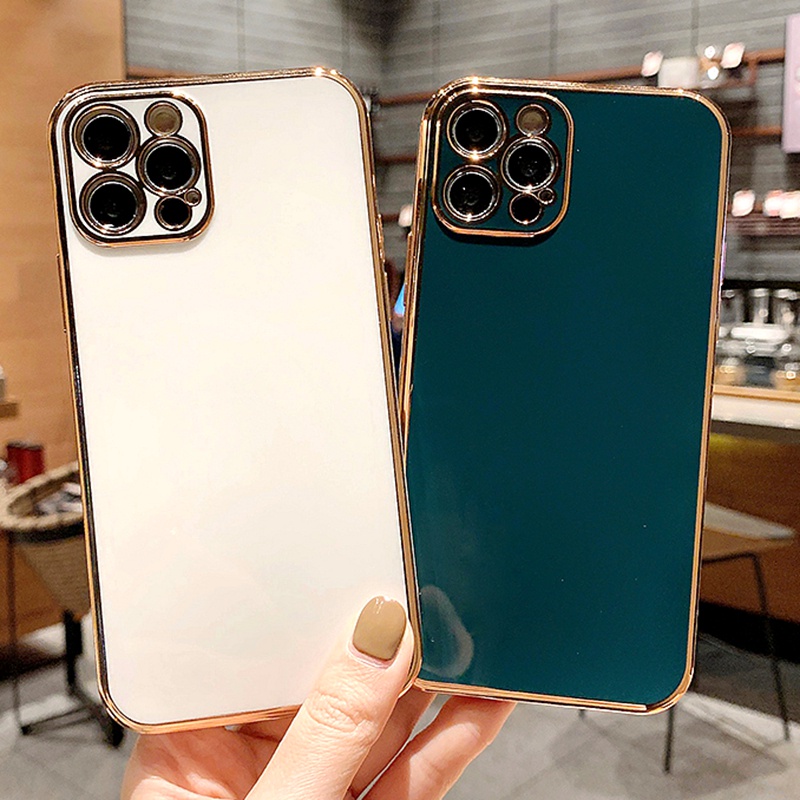 Ốp Điện Thoại Mạ Điện Viền Thẳng Chống Sốc Cho IPhone 13 13Pro 13Pro Max 12 12Pro 12Pro Max 7 8 Plus 13 Pro Max
