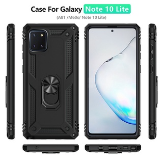 Ốp điện thoại chống sốc 2 lớp có nhẫn đỡ xem video phong cách Iron Man cho Samsung Note 8 9 10 Lite Plus 20 Ultra