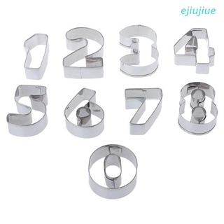 Set 9 Khuôn Nhấn Hình Chữ Số Bằng Thép Không Gỉ Làm Bánh Quy
