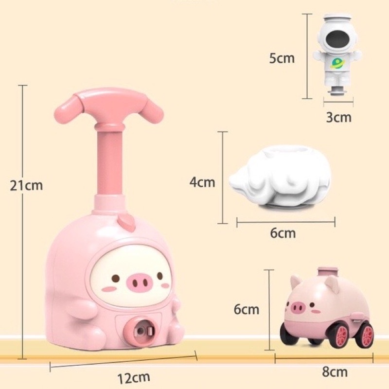 Xe Đua Bơm Bóng Bay Bơm Bong Bóng Trợ Lực Hình Thú Phi Hành Gia Kèm Bong Bóng Đua Xe - Đồ Chơi Cho Bé PUKAPI
