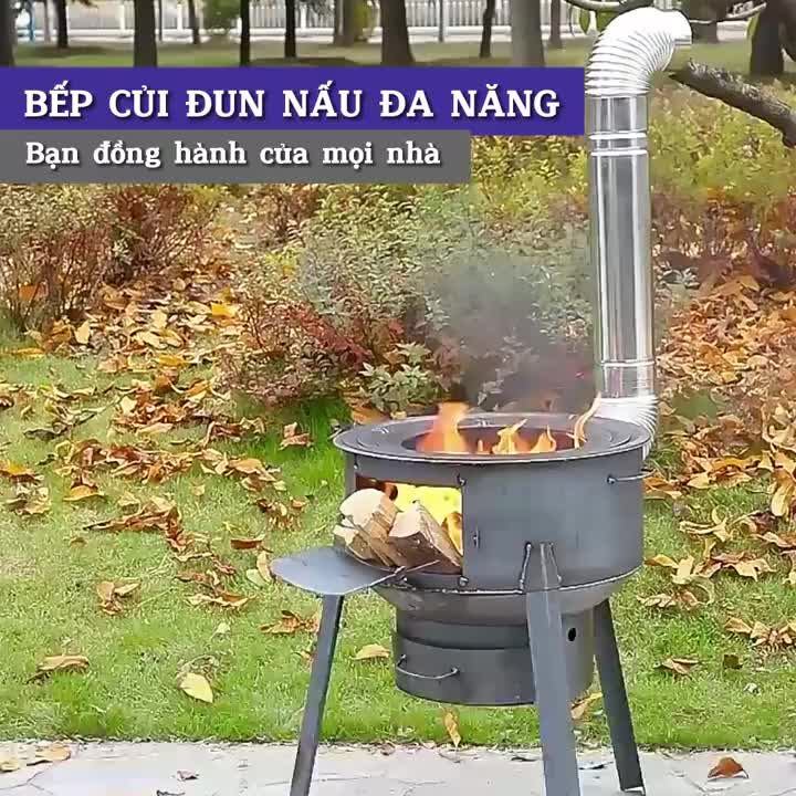 Bếp củi đa năng - Bếp đun củi thông minh đun nấu dã ngoại Kèm 5 món phụ ...