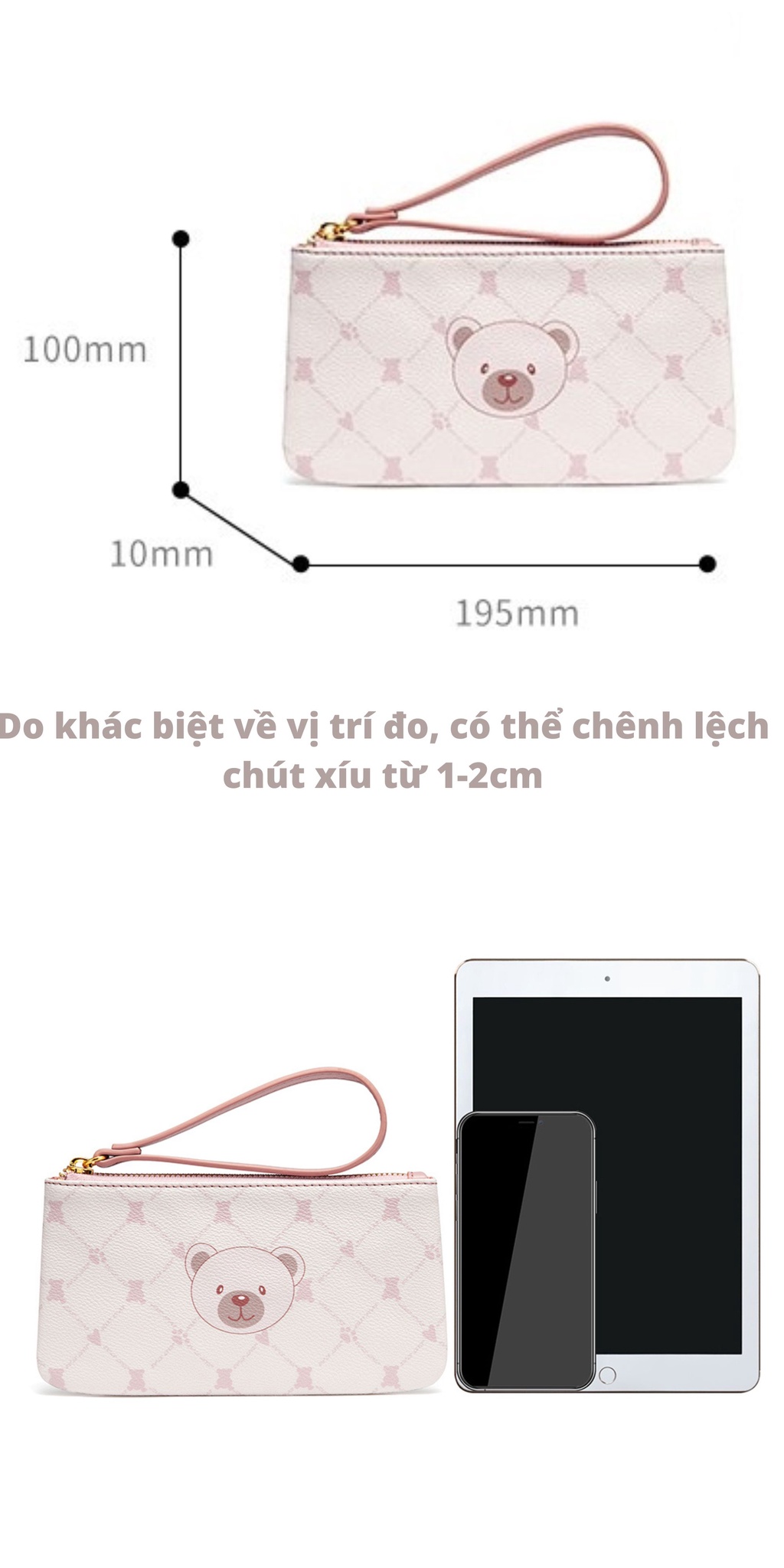 Mô tả Ví xinh tối giản cầm tay mini nữ Just Star đẹp dễ thương in gấu ViAnh Store 070719 - 2