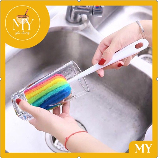 Cây cọ rửa ly xốp 7 màu ,cọ rửa bình sữa, bình nước đa sắc màu