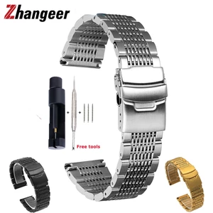 Dây Đeo Đồng Hồ Dạng Lưới Bằng Thép Không Gỉ 18mm 20mm 22mm 24mm