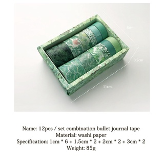 Jianwu 12 Cái / bộ 300cm Kết Hợp Tạp Chí Washi Băng Series Washi Băng Nhật Ký Tự Làm Mặt nạ Băng Nhãn Dán Dễ Thương Văn Phòng Phẩm Đồ Dùng Học Tập