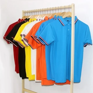 Áo Thun Polo 3 Sọc Cá Sấu 4 Chiều M C FASHION Andromeda Nhiều Màu Form Xuông Đồng Phục Dùng Chung Nam Nữ