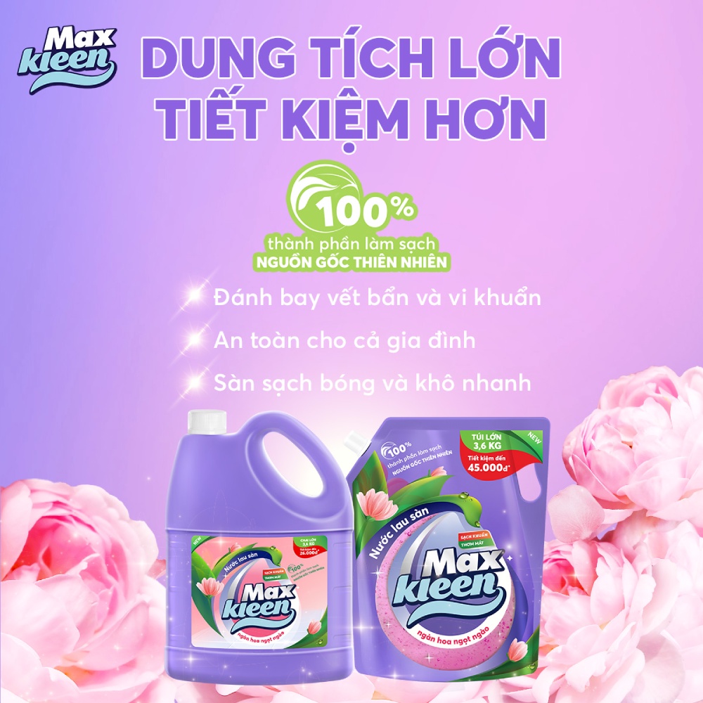 Ảnh Combo Chai Lau Sàn 3.6kg + Túi Lau Sàn 3.6kg MaxKleen Ngàn hoa ngọt ngào 4