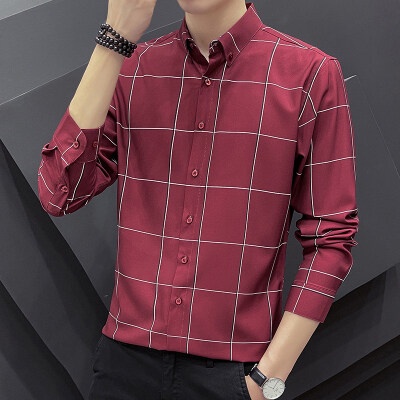 Áo Sơ Mi Nam Dài Tay Sọc Ca Rô Phong Cách Hàn Quốc Mới