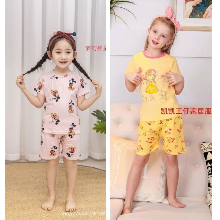 (Xả kho)Bộ cotton xuất Hàn cho bé dưới 10 tuổi siêu mát thấm hút mồ hôi tốt 4 mẫu (kèm ảnh thật)