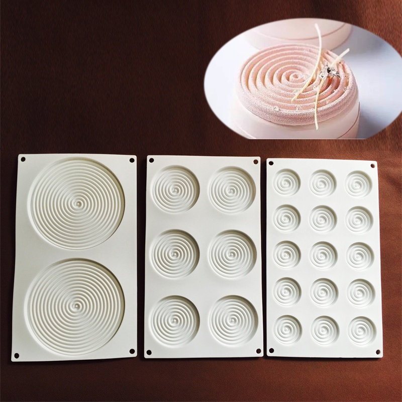 Khuôn silicone làm bánh hình tròn 3D 2/6/15 ngăn