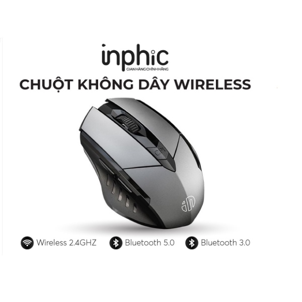 Chuột không dây Wireless Bluetooth Inphic PM6BS + 2.4G (Black) cao cấp ...