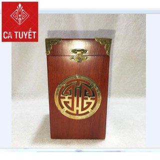 HỘP ĐỰNG CHÈ VUÔNG GỖ HƯƠNG VÂN CHỮ PHÚC - LOẠI CAO 18CM (ẢNH THẬT)