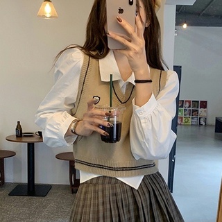 Áo Sweater Dệt Kim Không Tay Dáng Ngắn Thời Trang Dành Cho Nữ