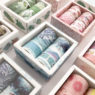 Set 8 cuộn băng keo giấy washi trang trí đồ thủ công