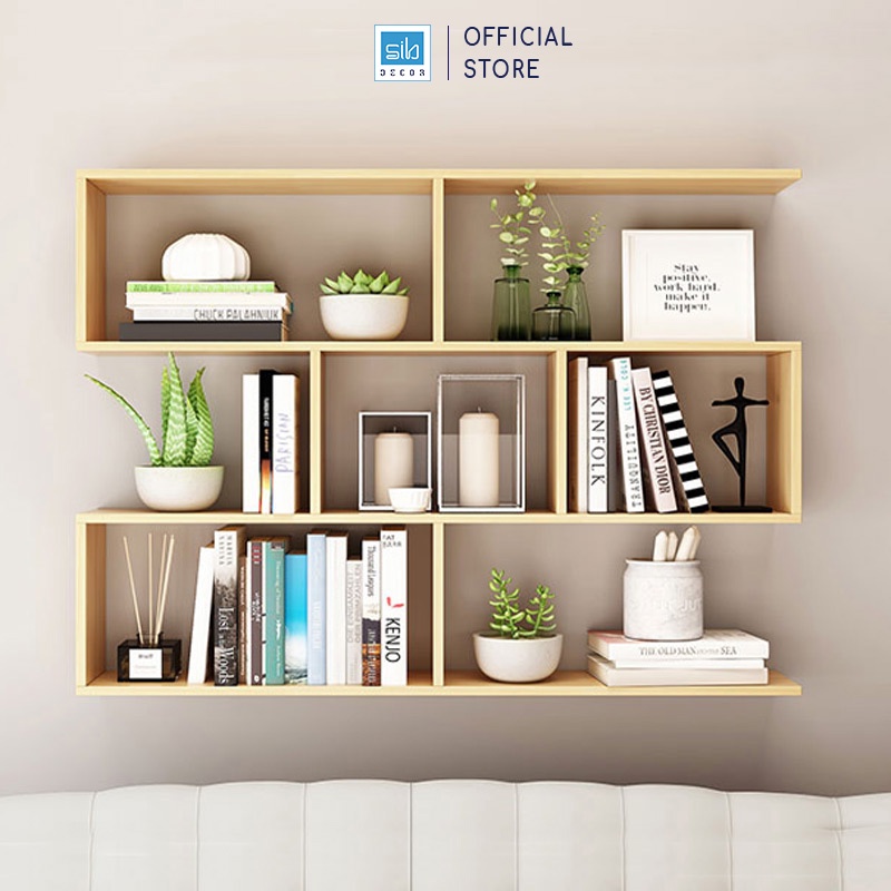 Ảnh Kệ Sách Gỗ Treo Tường 4 Tầng 120cm, Giá Để Sách Trang Trí Cho Bé SIB Decor KT06-120 3