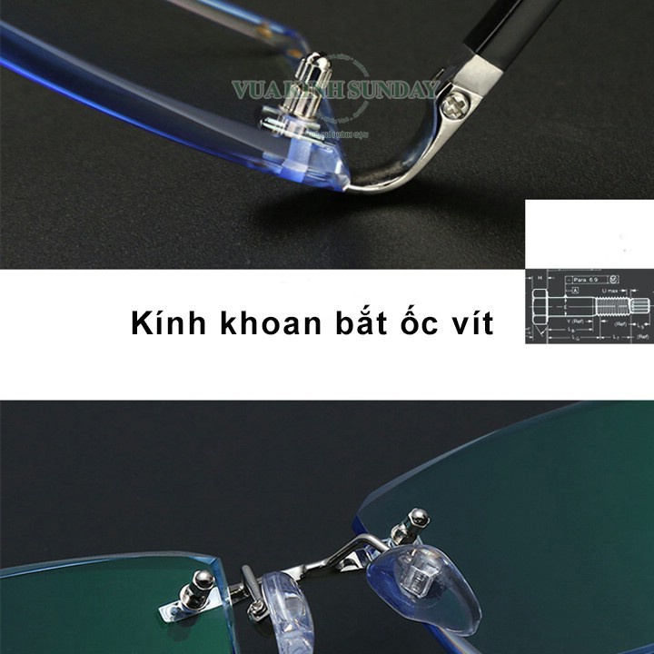 Gọng kính cận không viền càng chữ thập V40