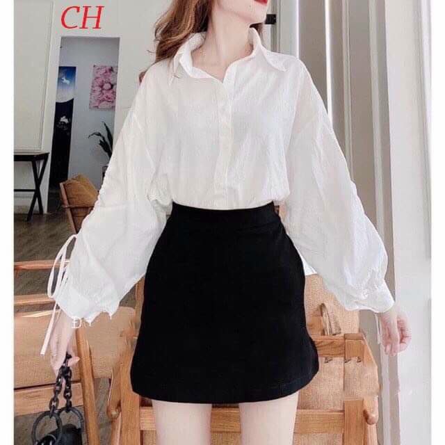 Áo sơ mi nữ tay dây rút siêu xinh | Shopee Việt Nam