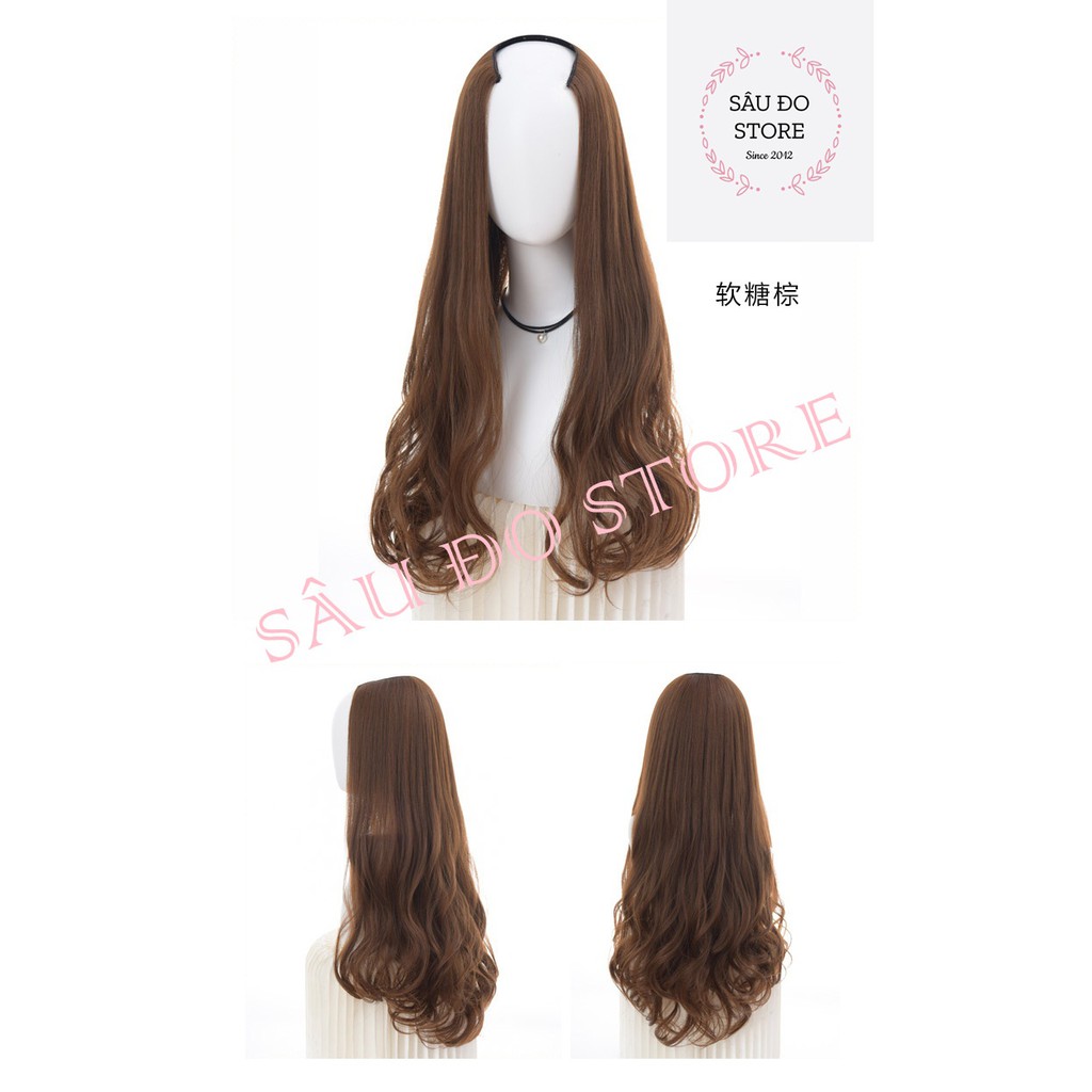 [MẪU MỚI] KẸP TÓC GIẢ 3/4 U XOĂN ĐUÔI MÀU NÂU SOCOLA DÀI 55-60CM LOẠI 1