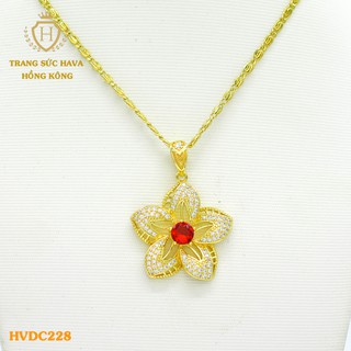 Dây Chuyền, Vòng Cổ Nữ Mặt Đính Đá, Titan Xi Mạ Vàng Non 24k Cao Cấp - Trang Sức Hava Hong Kong