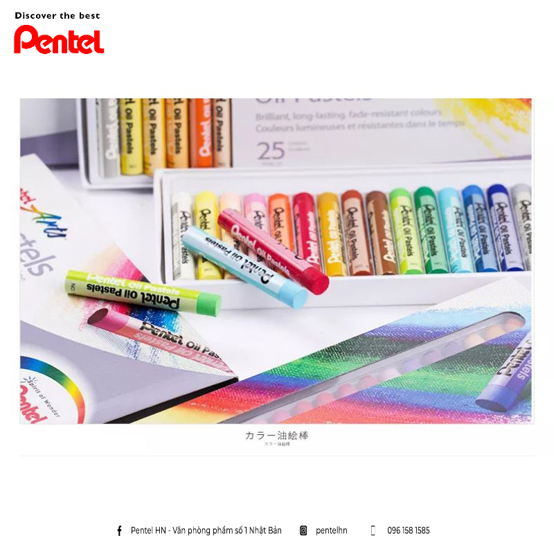 Ảnh Phấn/ Sáp Dầu Pentel  Oil  Pastel PHN - 50 màu  | Màu Sắc Pastel Tươi Sáng Phong Phú | An Toàn Cho Sức Khỏe Người Dùng | 3