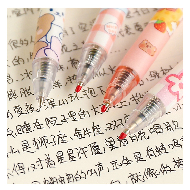 🎁 Combo 3-10 Bút Bi Bấm Cute hoạt hình 🖊️ Ngòi Xanh, Đen, Đỏ – Học Sinh Văn Phòng