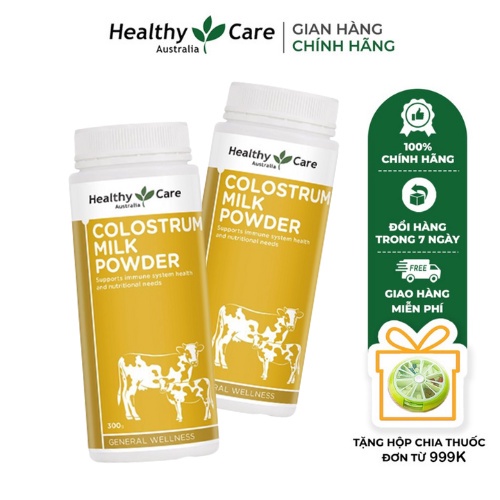 Combo 2 hộp Sữa bò non Healthy Care Colostrum Milk Powder- Tăng sức đề kháng, giúp bé phát triển toàn diện (300g)
