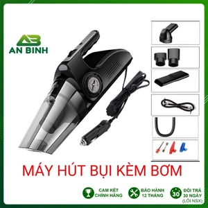 Máy Hút Bụi Kiêm Bơm Lốp Ô Tô, Máy Hút Bụi 4 Trong 1 Có Đèn Led, Đo Áp Suất Lốp Chính Xác