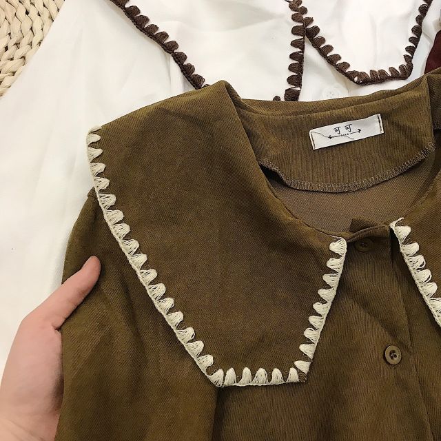 ÁO SƠ MI DẠ NHUNG CỔ THÊU SIÊU DỄ THƯƠNG - MIRA TOP