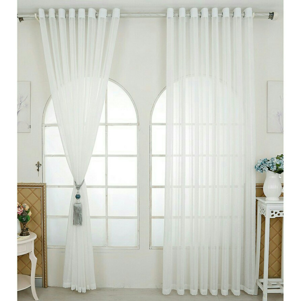Rèm khoen lỗ, khoen ri đô, rèm dán tường voan trắng, rèm treo spa sọc ...