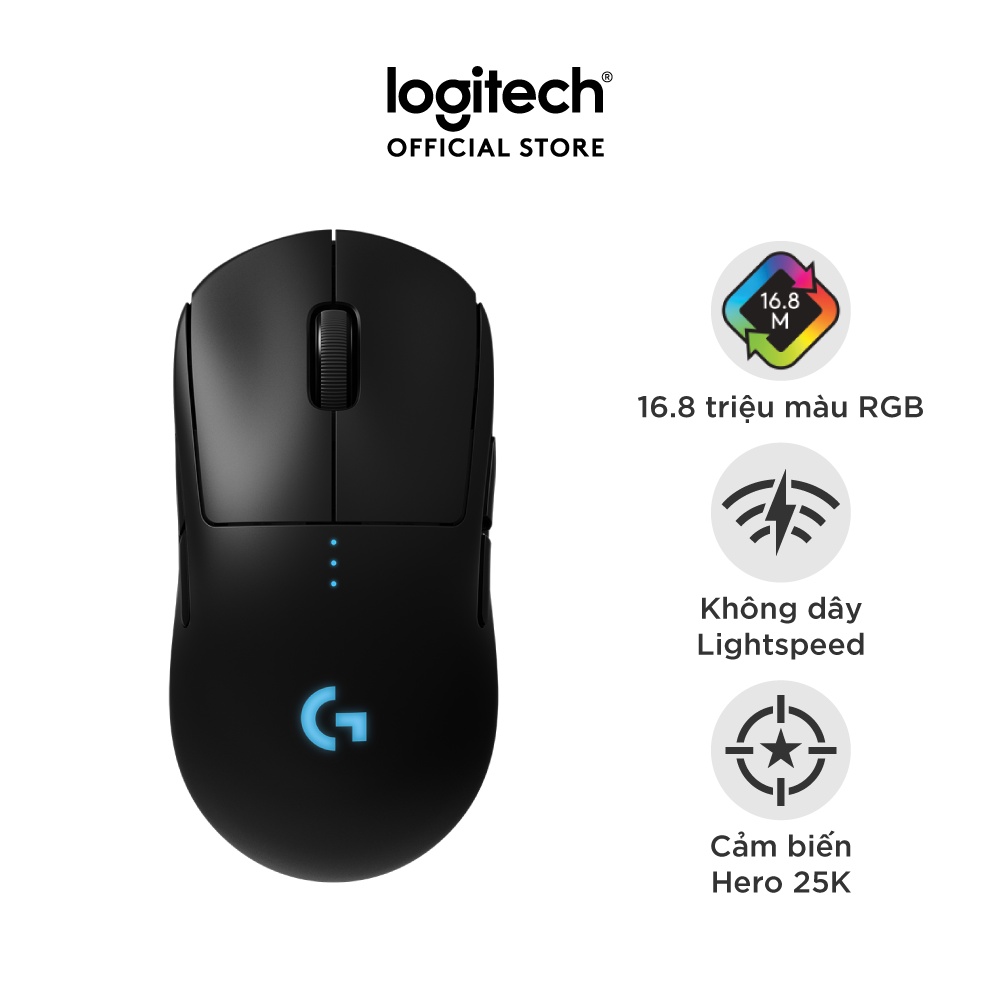 Chuột game không dây Logitech G Pro Wireless – Nhẹ, cảm biến Hero 25k, RGB Lightsync