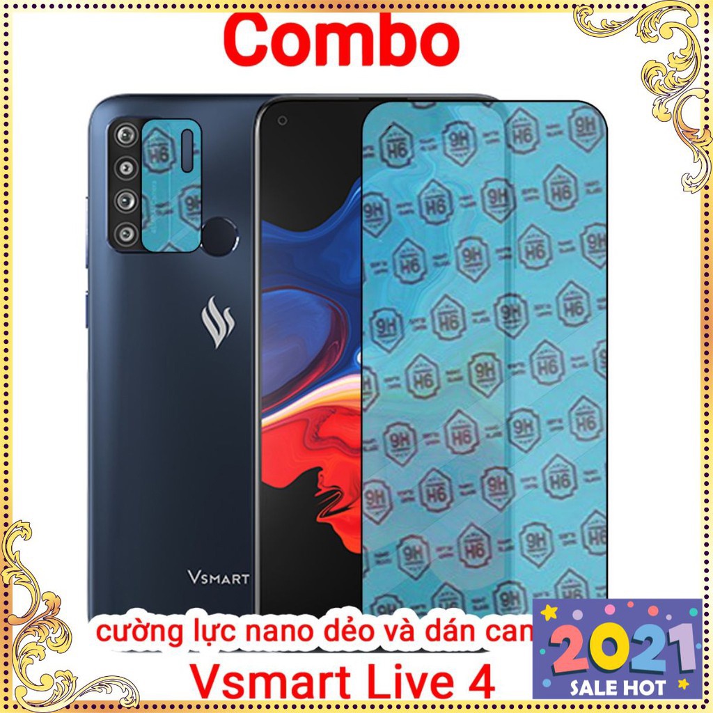 Combo Kính Cường lực Vsmart Live 4 và Dán Camera Nano