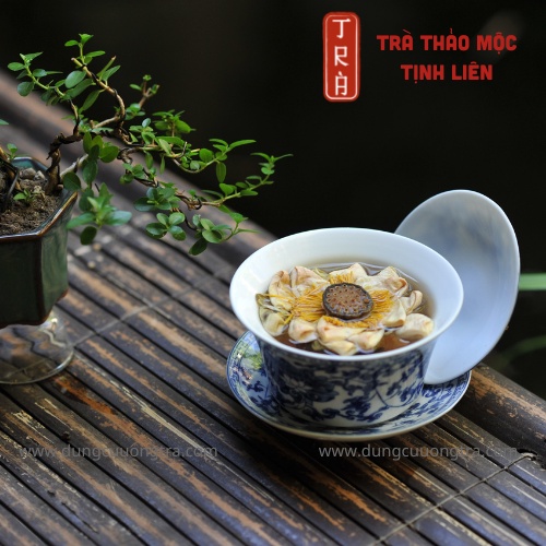 Trà hoa sen cổ Huế mix thảo mộc cung đình 1 set pha 2 lít nước không dùng đường