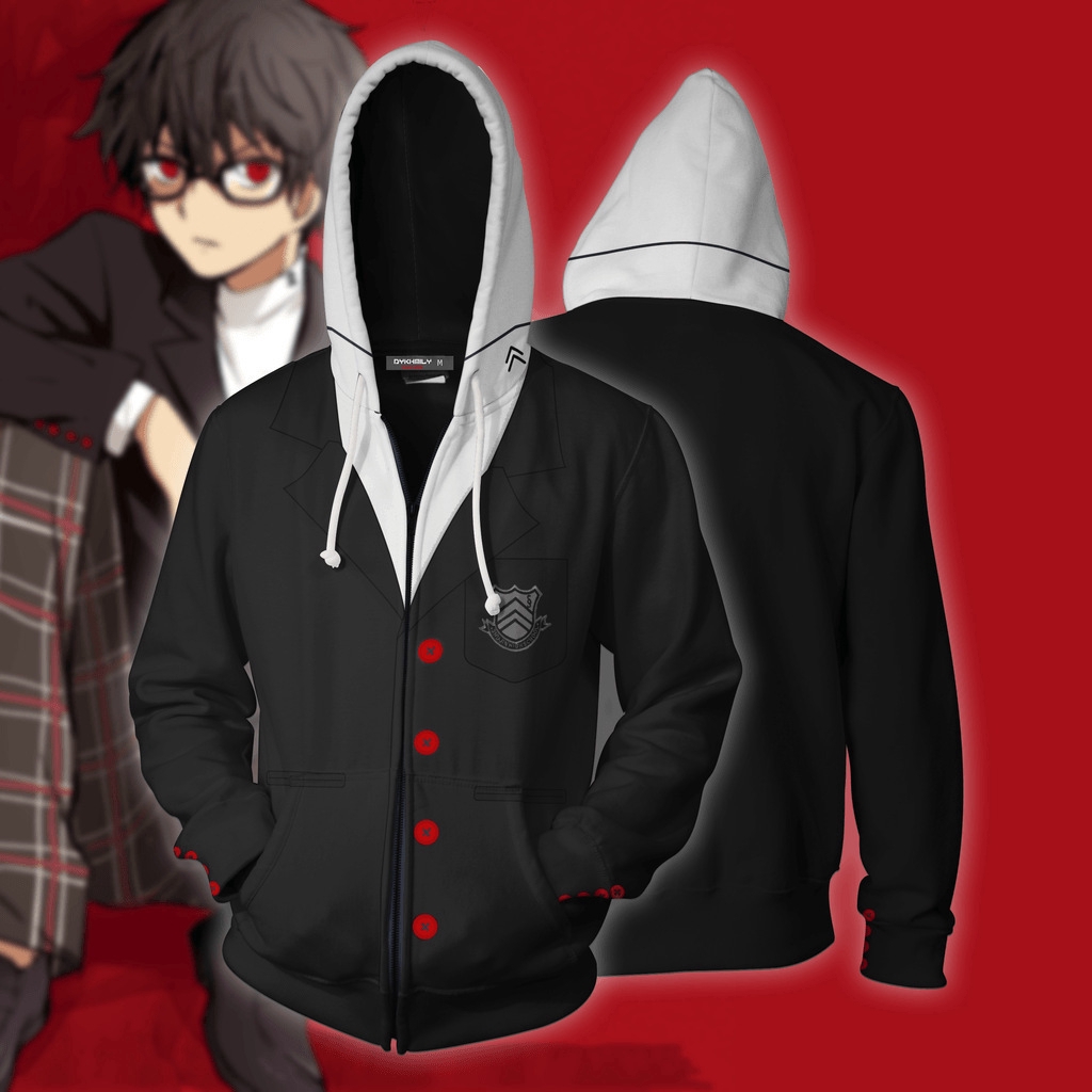 Áo Khoác Hoodie In Hoạt Hình Persona 5 3D Phối Khóa Kéo Cá Tính