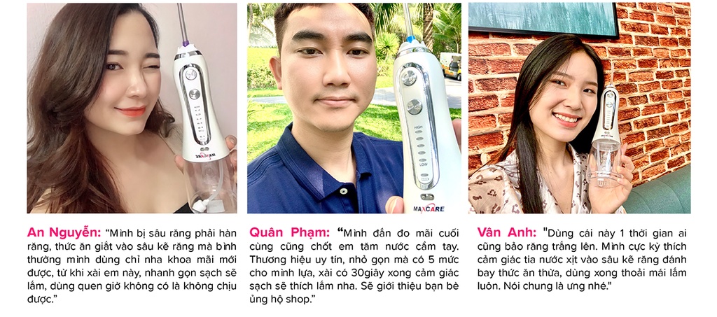 Mô tả Máy tăm nước cầm tay Maxcare Max456SE chính hãng Nhật Bản, 5 chế độ, Áp lực tia nước 1400 lần 1 phút sạch mảng bám - 5