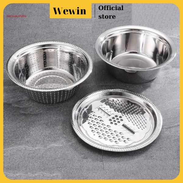 Bộ rổ thau inox 304 đa năng bào rau củ quả 3 trong 1 tiện lợi | Shopee ...