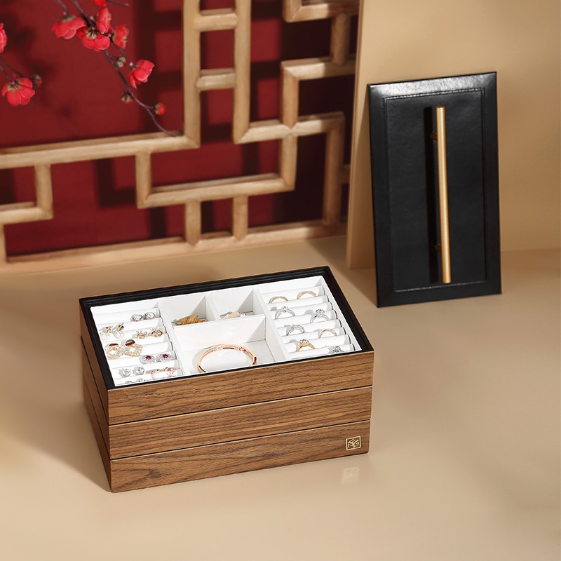Hộp gỗ đựng trang sức CASEGRACE có tay cầm thiết kế tiện lợi