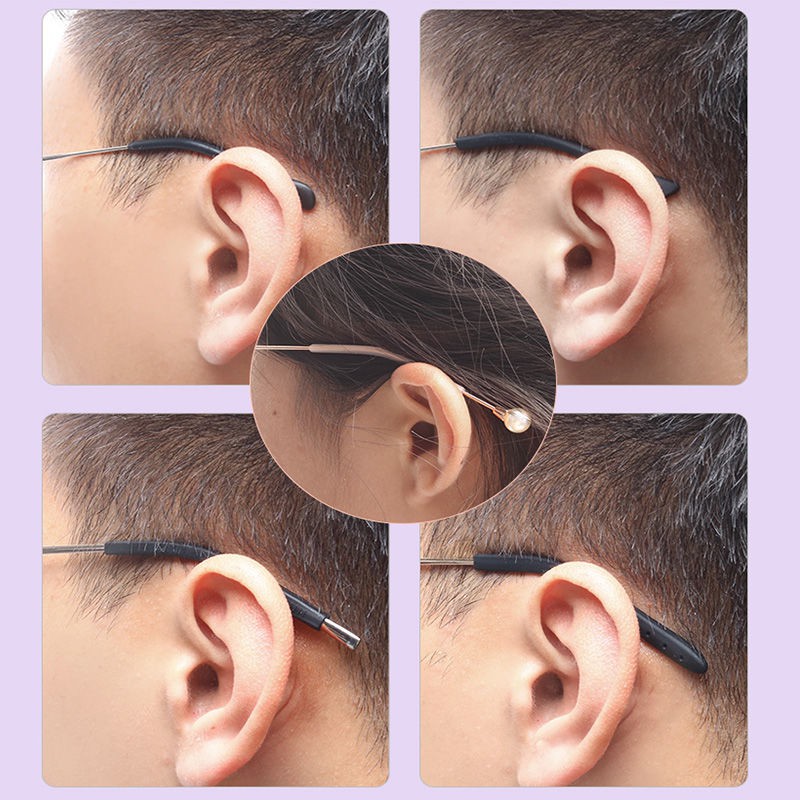 Kính Chân Bao Chống Trơn Trượt Phụ Kiện Mắt Nắp Silicon Kính Khung Silicon Chống Mòn Tai Kim Loại Chân Mỏng Kéo Tai.