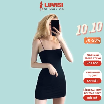 Váy body 2 dây sợi bún LUVISI, đầm ôm body siêu tôn dáng sexy, vải co giãn, mặc đi chơi, dự tiệc siêu xinh VAY007