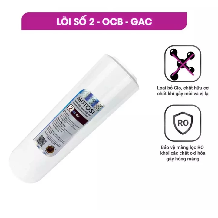 Bộ 3 Lõi lọc nước Mutosi 10 inch số 1 2 3 ( PP5 - GAC - PP1) chính hãng dùng cho máy lọc nước RO – 3
