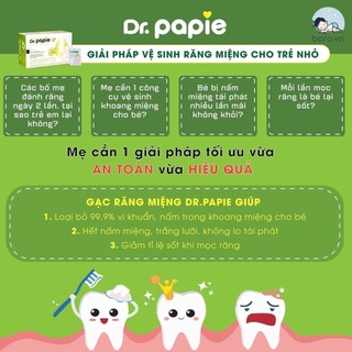 Gạc Rơ Lưỡi Dr.Papie Tiêu Chuẩn 5 SAO, Làm Sạch Răng, Lưỡi, Nướu và Khoang Miệng Cho Bé - 30Gói/Hộp