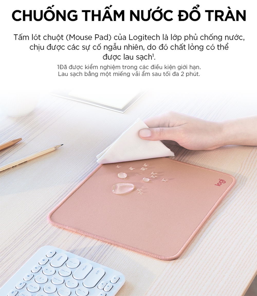 Mô tả Bàn di chuột Logitech Mouse Pad Studio Series - Đế chống trượt, lướt dễ dàng, chống đổ tràn - 5