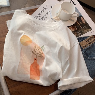 Áo thun HIIXIIVI 100% cotton tay ngắn cổ tròn in hình thời trang mùa hè phong cách Hàn Quốc cho nữ 2022